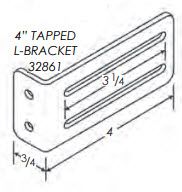 L-Bracket, Tapped, 3/4 x 4, Stainless Steel, Black